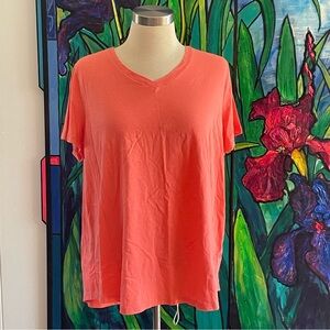 $10 SALE Sonoma Women's Bright V-Neck Soft Tee Light Salmon Coral Casual Relax